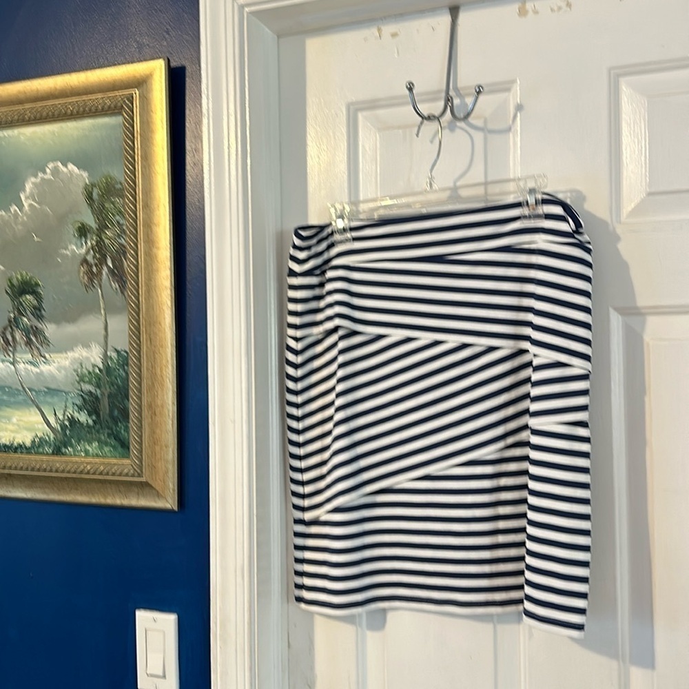 NWOT Women’s J. McLaughlin Blue & White Striped Nylon & Spandex Nicola Skirt
